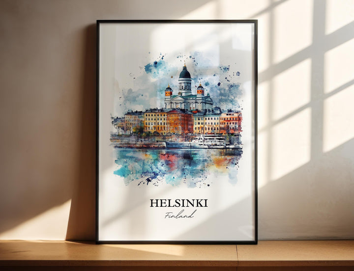 Helsinki Wall Art, Helsinki Print, Finland Watercolor Art, Helsinki Finland Gift, Travel Print, Travel Poster, Housewarming Gift