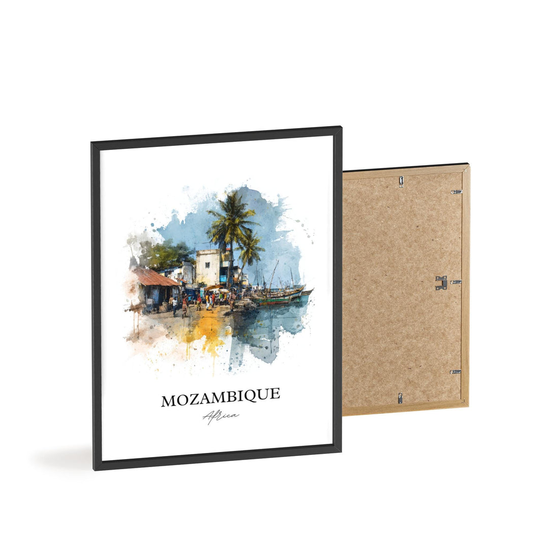 Mozambique Wall Art, Mozambique Print, Mozambique Watercolor Art, Mozambique Gift, Travel Print, Travel Poster, Housewarming Gift