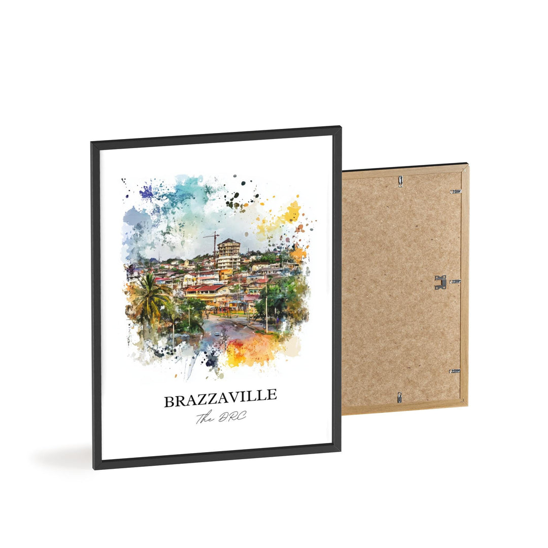 Brazzaville Wall Art, Brazzaville Print, DRC Watercolor Art, Brazzaville DRC Gift, Travel Print, Travel Poster, Housewarming Gift