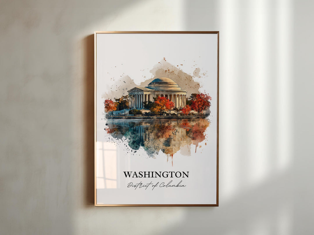 Washington DC Wall Art, Jefferson Memorial Print, DC Watercolor Art, Washington DC Gift, Dc Travel Print, Travel Poster, Housewarming Gift