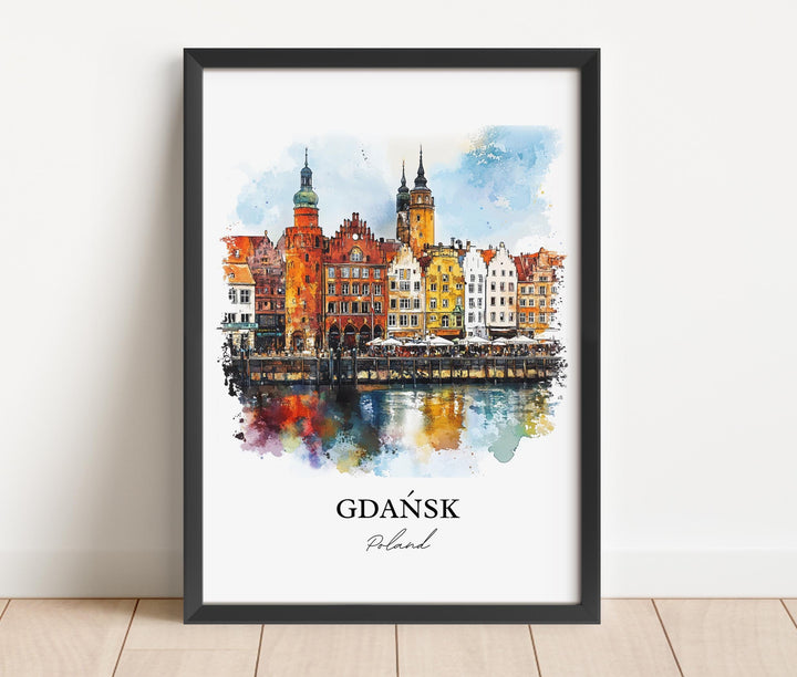 Gdansk Wall Art, Gdansk Print, Poland Watercolor Art, Gdansk Gift, Travel Print, Travel Poster, Housewarming Gift