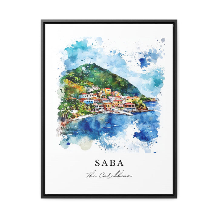 Saba Wall Art, Saba Island Print, Saba Watercolor Art, Lesser Antilles Gift, Saba