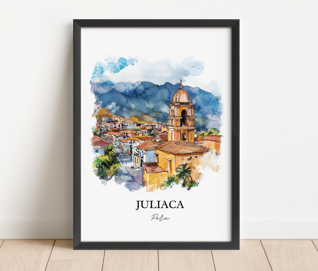 Juliaca Peru Wall Art, Juliaca Print, Peru Watercolor Art, Juliaca Peru Gift, Travel Print, Travel Poster, Housewarming Gift