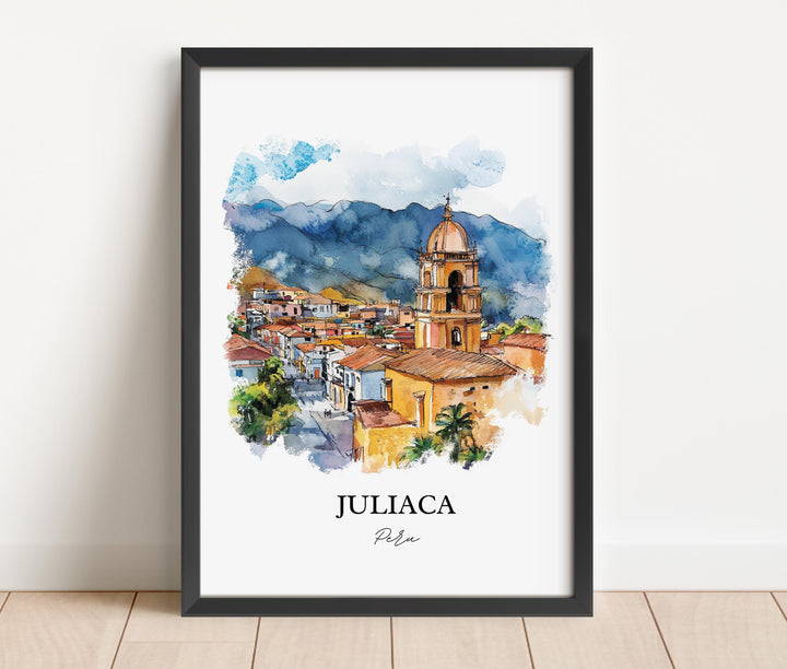 Juliaca Peru Wall Art, Juliaca Print, Peru Watercolor Art, Juliaca Peru Gift, Travel Print, Travel Poster, Housewarming Gift