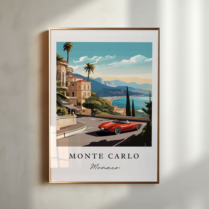 Monte Carlo France wall art - South of France, Monte Carlo poster, Monte Carlo gift, Birthday present, Custom Text, Personalised Gift