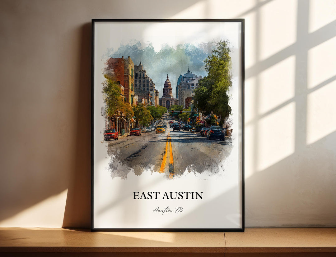 East Austin, Texas – Watercolor Art Print