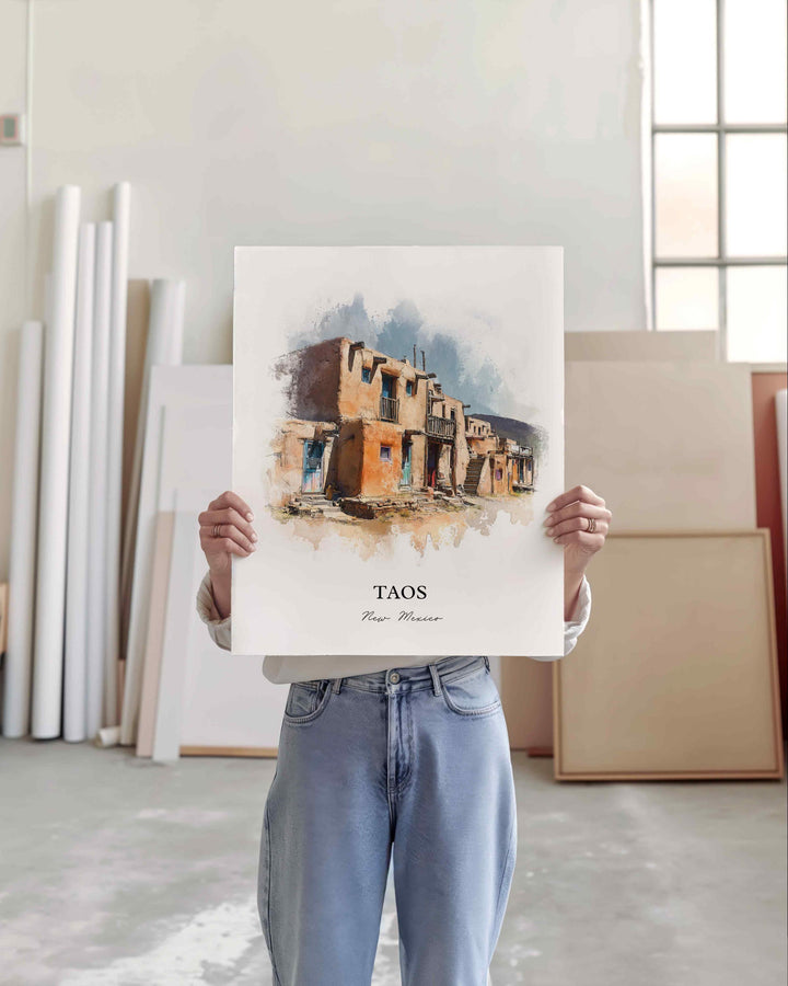 Taos, New Mexico – Watercolor Art Print