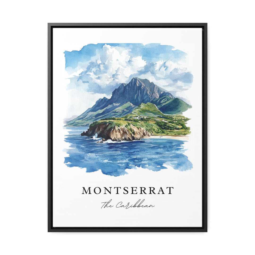 Montserrat Wall Art,  Montserrat Print,  Montserrat Watercolor Art,  Leeward Islands Gift,