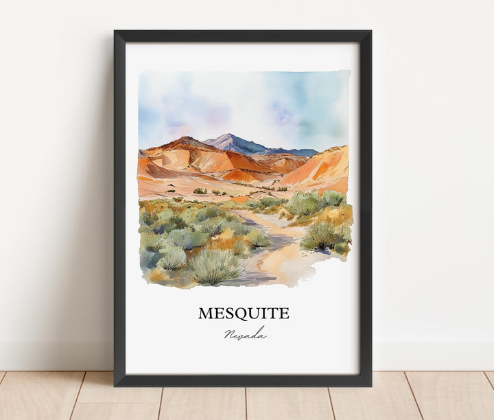 Mesquite NV Wall Art, Mesquite Print, Nevada Watercolor Art, Clark County NV Gift, Travel Print, Travel Poster, Housewarming Gift