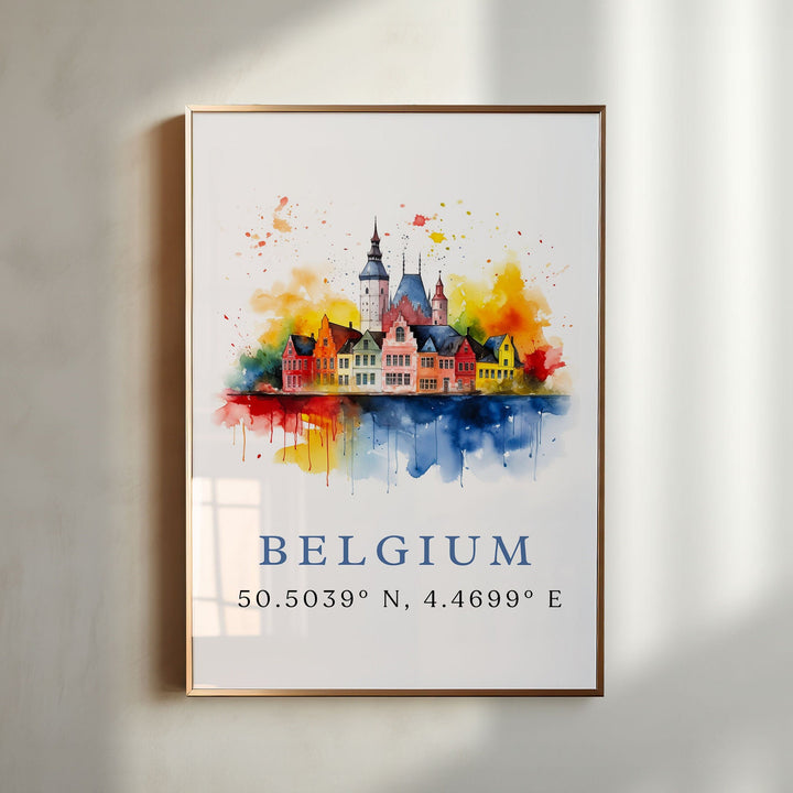 Belgium Country Wall Art - Belgium Coordinates Print