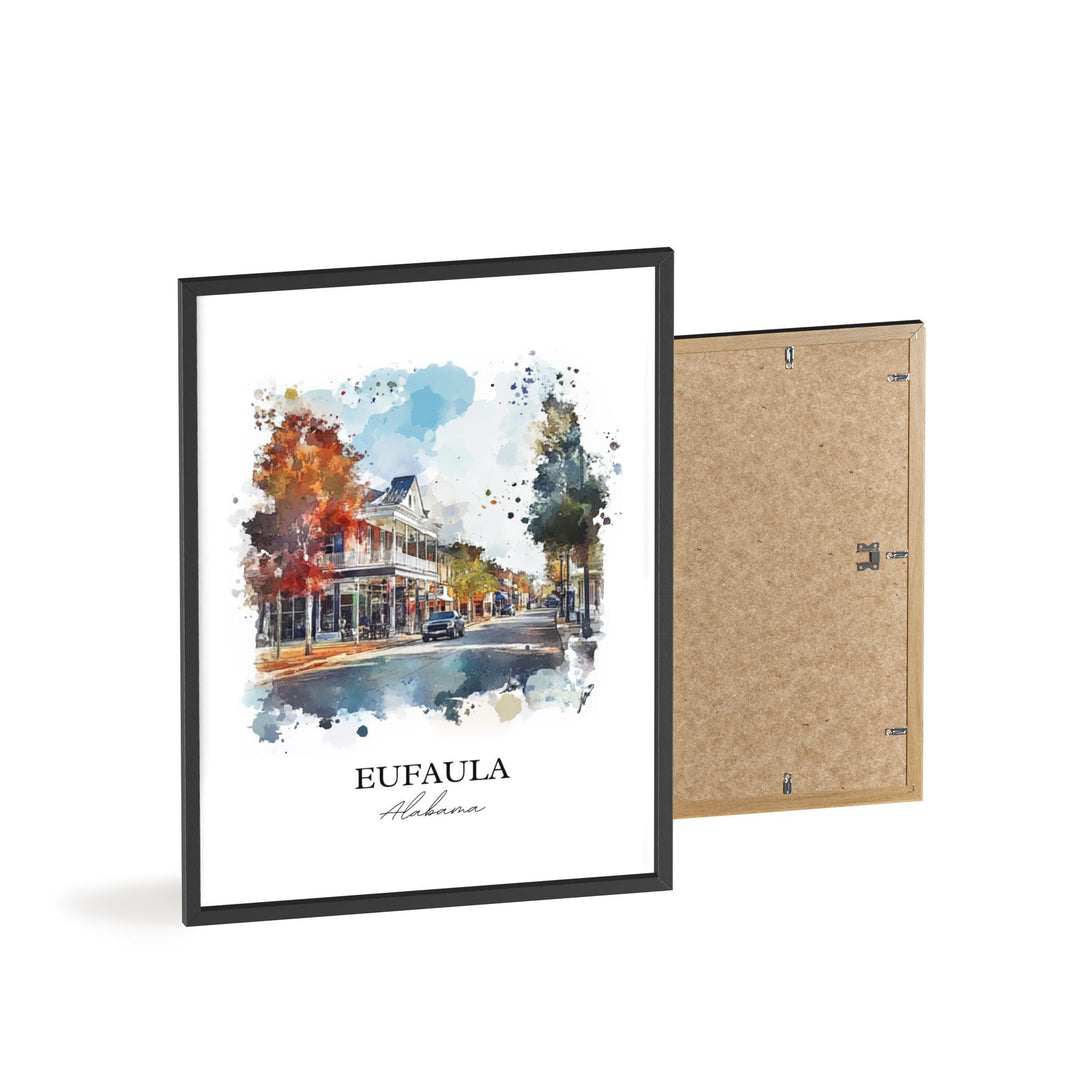 Eufala AL Wall Art, Eufala Print, Eufala Watercolor Art, Eufala Alabama Gift, Travel Print, Travel Poster, Housewarming Gift