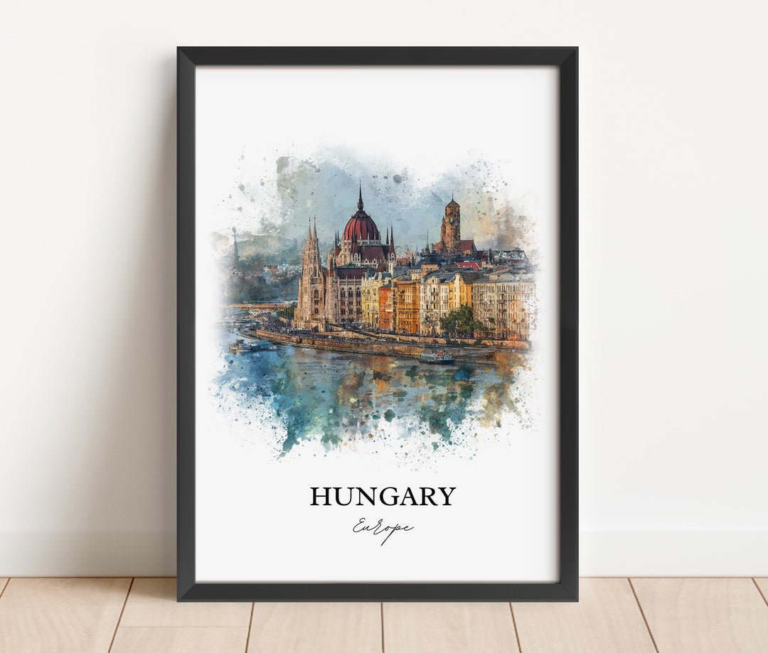 Hungary Wall Art, Hungary Print, Hungary Watercolor Art, Hungary Gift, Travel Print, Travel Poster, Housewarming Gift