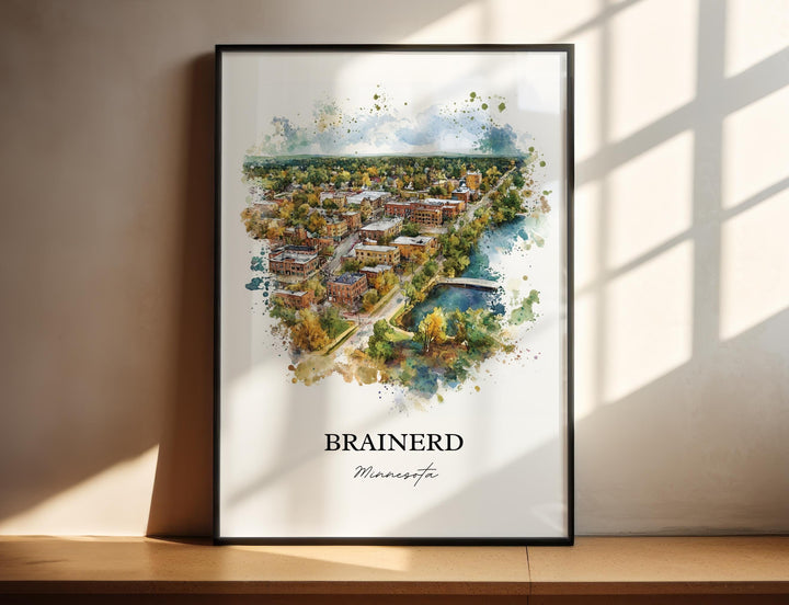Brainerd MN Wall Art, Crow Wing County Print, Minnesota Watercolor Art, Brainerd Gift, Travel Print, Travel Poster, Housewarming Gift