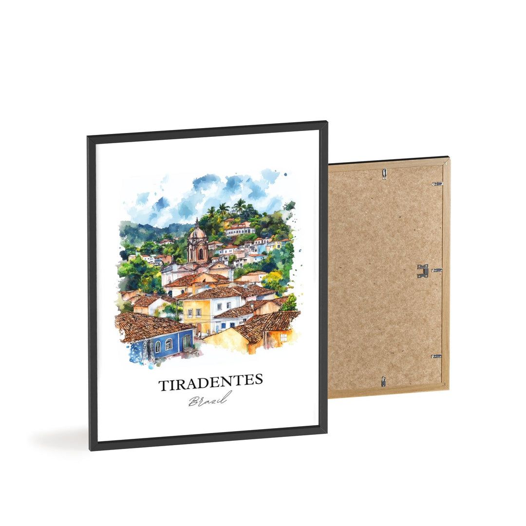 Tiradentes Wall Art, Brazil Print, Brazil Watercolor Art, Tiradentes Village Gift, Travel Print, Travel Poster, Housewarming Gift