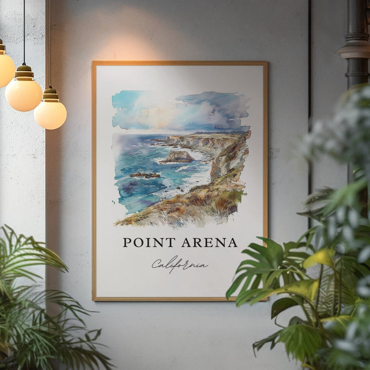 Point Arena CA Art, Point Arena Print, Mendocino Watercolor Art, Punta Arena Gift,