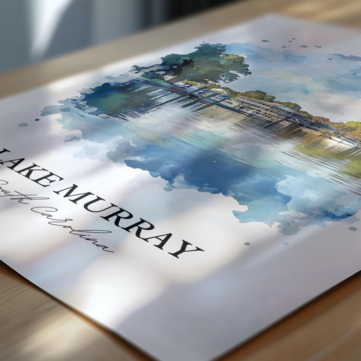 Lake Murray SC Wall Art, Lexington SC Print, South Carolina Watercolor, Lake Murray SC Gift, Travel Print, Travel Poster, Housewarming Gift