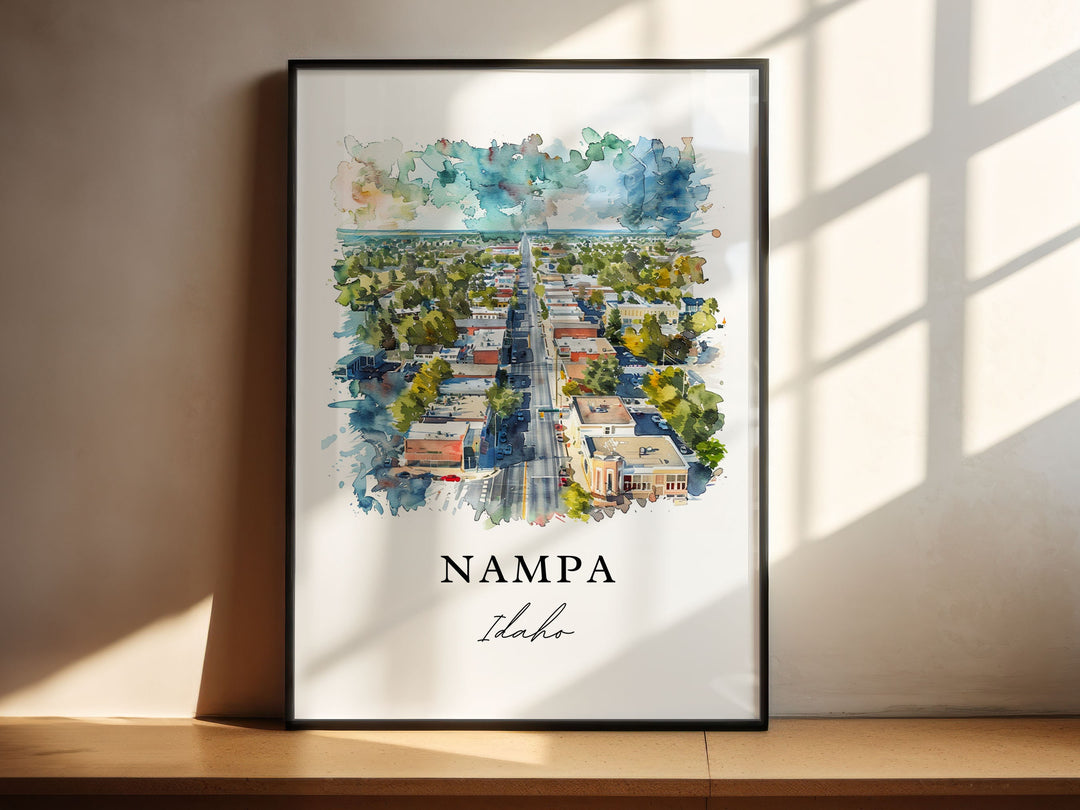Nampa Idaho Wall Art, Nampa ID Print, Nampa Watercolor Art, Nampa Idaho Gift,
