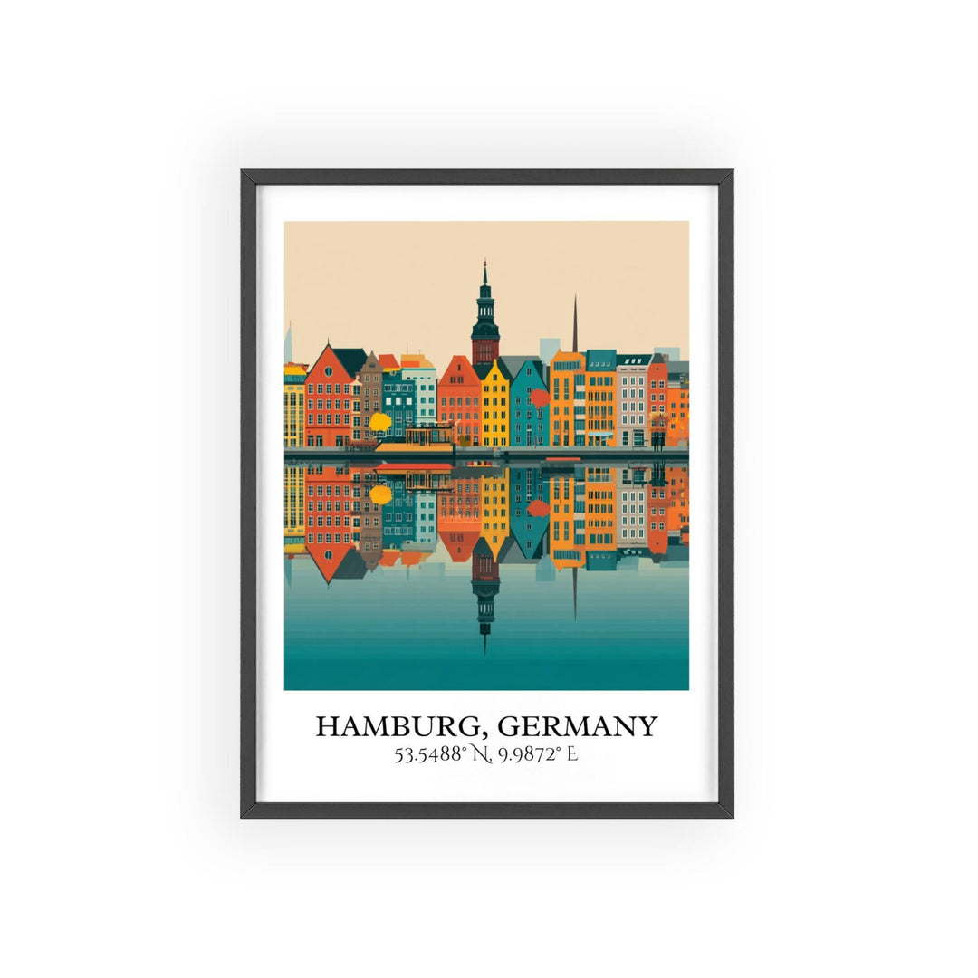 Hamburg Art, Hamburg Germany Retro Travel Art, Germany Home Decor, Germany Gift, Germany Travel Art, Travel Prints, Housewarming Gift