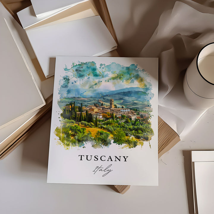 Tuscany Italy Wall Art, Tuscany Print, Italy Watercolor, Tuscany IT Gift,