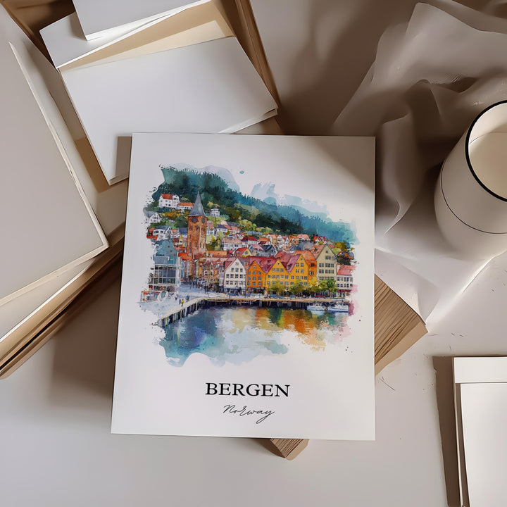 Bergen, Norway – Watercolor Art Print