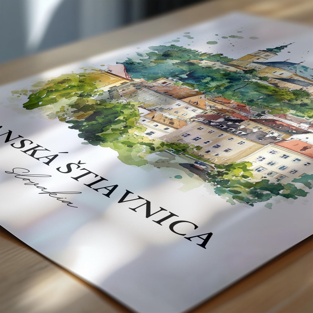 Banska Stiavnica Wall Art, Slovakia Print, Slovakia Watercolor Art, Banska Stiavnica Gift, Travel Print, Travel Poster, Housewarming Gift