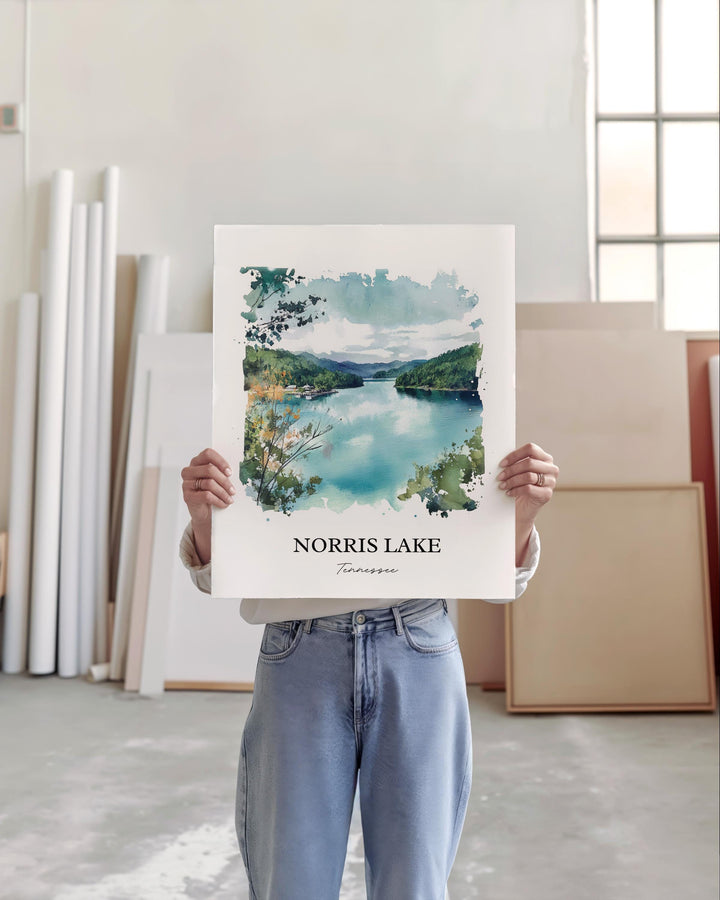 Norris Lake, Tennessee, USA – Watercolor Art Print