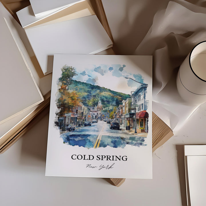 Cold Spring NY Wall Art, Putnam County Print, Upstate NY Watercolor Art, Cold Spring NY Gift, Travel Print, Travel Poster, Housewarming Gift