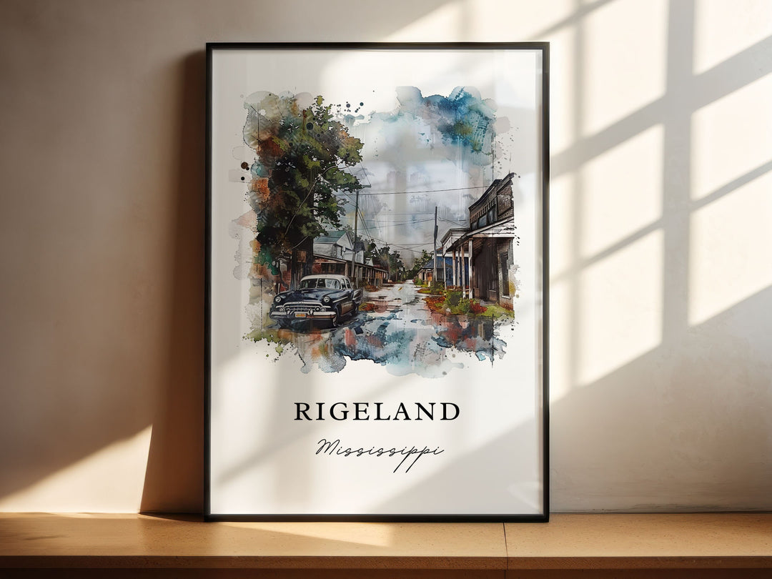 Rigeland MS Art, Rigeland Mississippi Print, Madison County MS Watercolor, Jackson MS Gift,