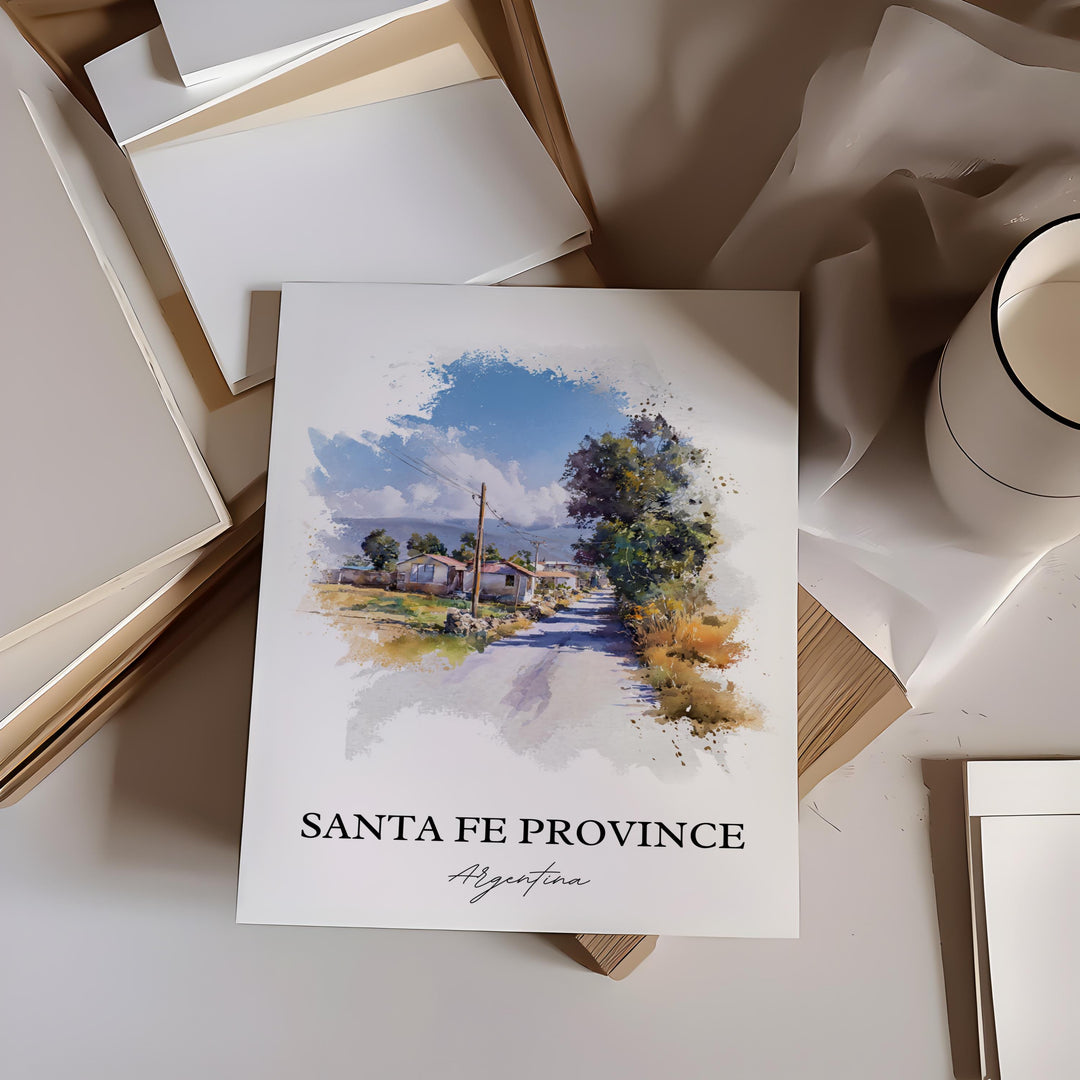 Santa Fe Province Art, Santa Fe Argentina Print, Argentina Watercolor Art, Argentina Gift, Travel Print, Travel Poster, Housewarming Gift