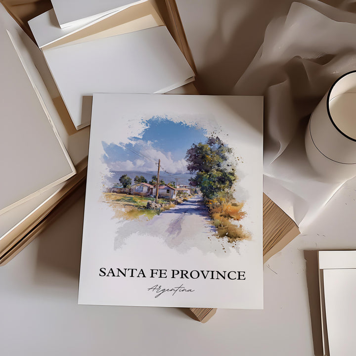 Santa Fe Province Art, Santa Fe Argentina Print, Argentina Watercolor Art, Argentina Gift, Travel Print, Travel Poster, Housewarming Gift