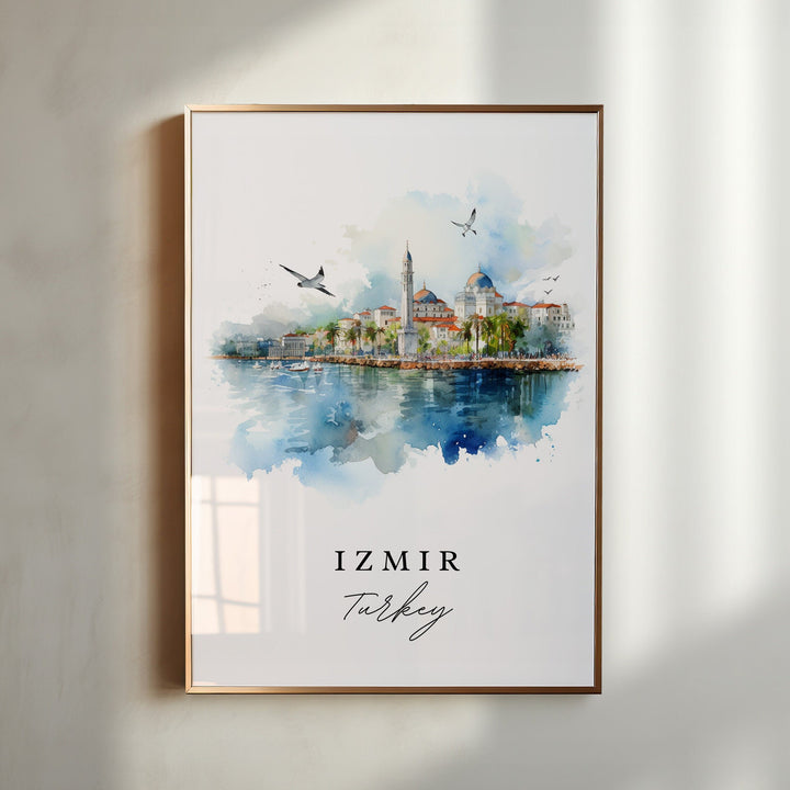 Izmir Turkey wall art - Turkey, Izmir poster print, Izmir Wedding gift, Birthday present, Custom Text, Perfect Gift for Turkish Travellers