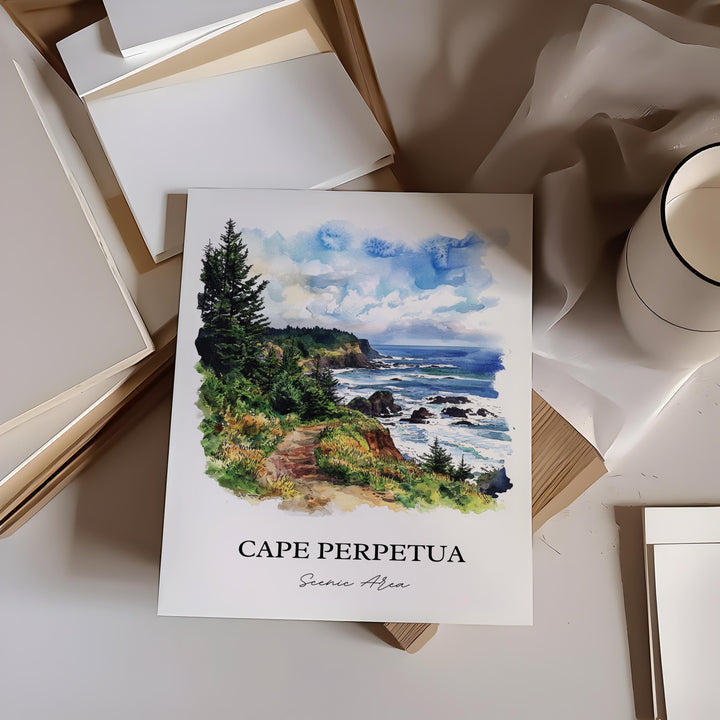 Cape Perpetua, USA – Watercolor Art Print