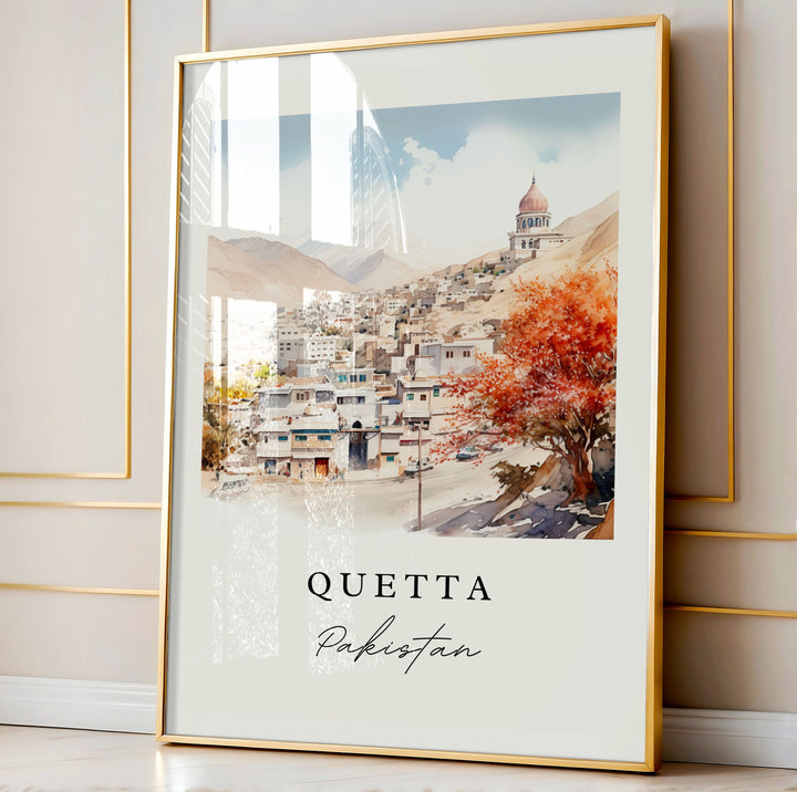 Quetta traditional travel art - Pakistan, Quetta poster print, Wedding gift, Birthday present, Custom Text, Perfect Gift