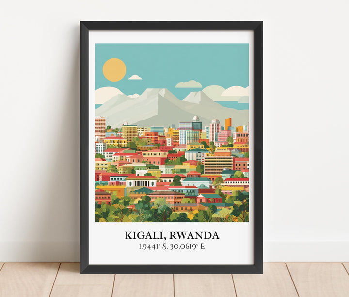 Kigali Rwanda Art, Kigali Retro Travel Art, Kigali Home Decor, Kigali Rwanda Gift, Rwanda Travel Art, Travel Prints, Housewarming Gift