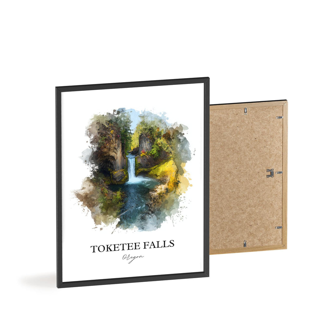 Toketee Falls Wall Art, Idleyld Park Print, Oregon Watercolor Art, Toketee Falls Gift, Travel Print, Travel Poster, Housewarming Gift