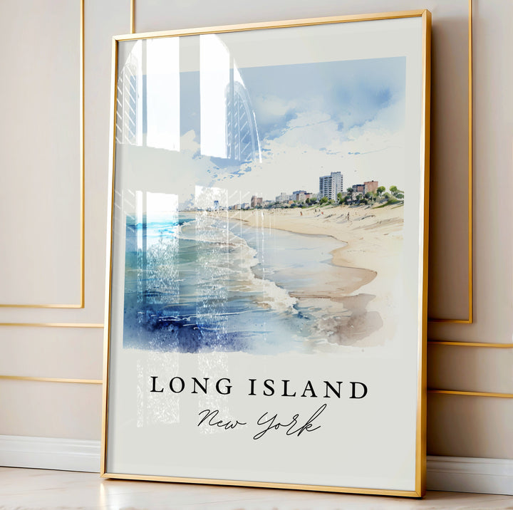 Long Island traditional travel art - New York, Long Island poster print, Wedding gift, Birthday present, Custom Text, Perfect Gift