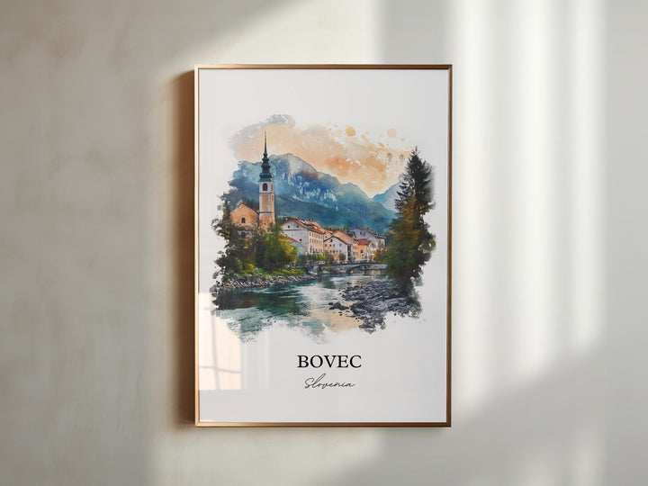 Bovec Wall Art, Julian Alps Print, Slovenia Watercolor Art, Bovec Slovenia Gift, Travel Print, Travel Poster, Housewarming Gift