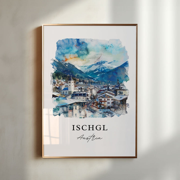 Ischgl Austria Art, Ischgl Austria Print, Paznaun Valley Watercolor Art, Ischgl Austria Gift,