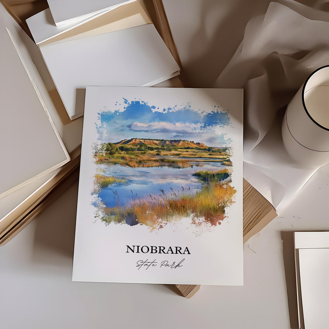 Niobrara State Park Wall Art, Knox County NE Print, Nebraska Watercolor, Niobrara Park Gift, Travel Print, Travel Poster, Housewarming Gift