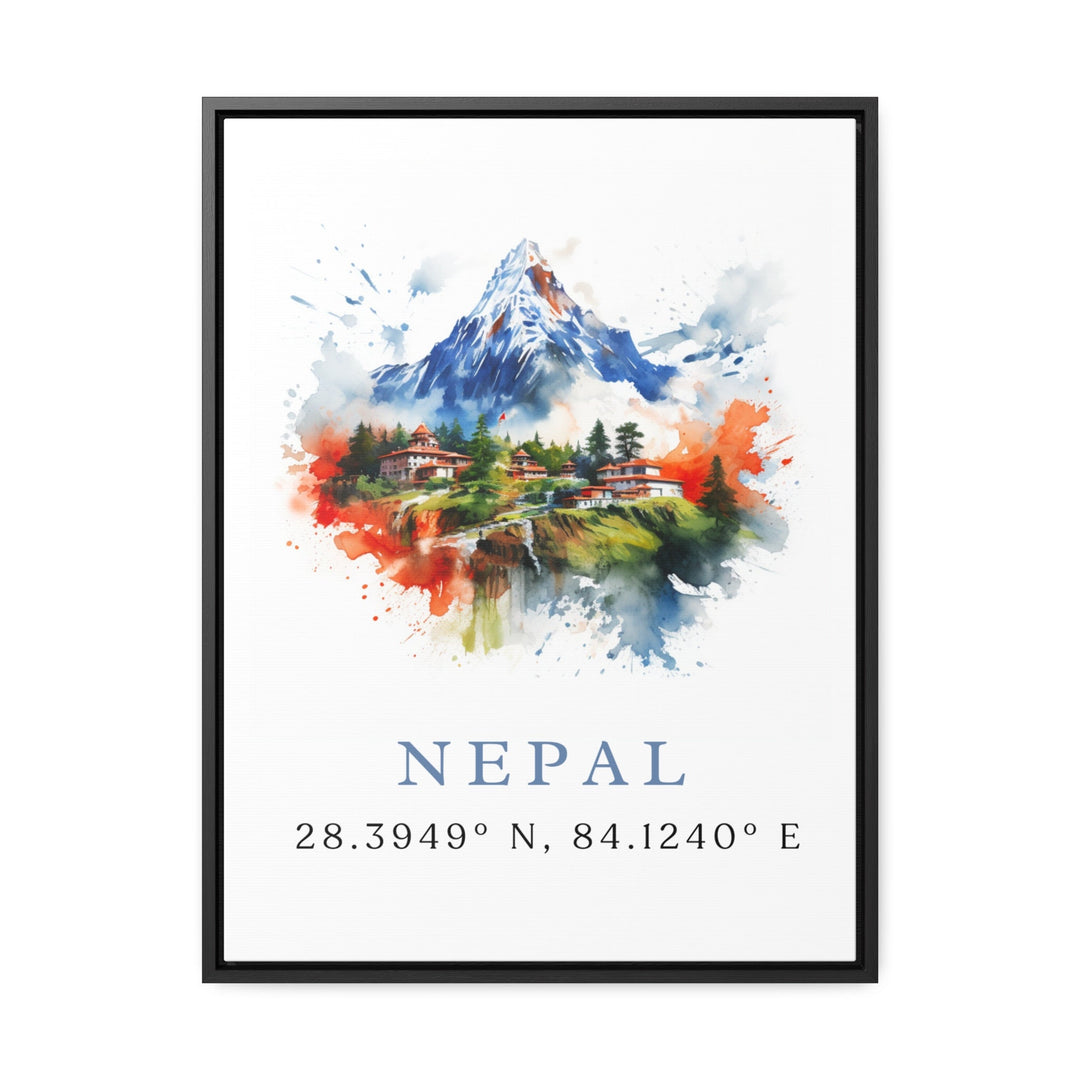 Nepal travel art - Nepal poster print with coordinates, Wedding gift, Birthday present, Custom Text, Perfect Gift