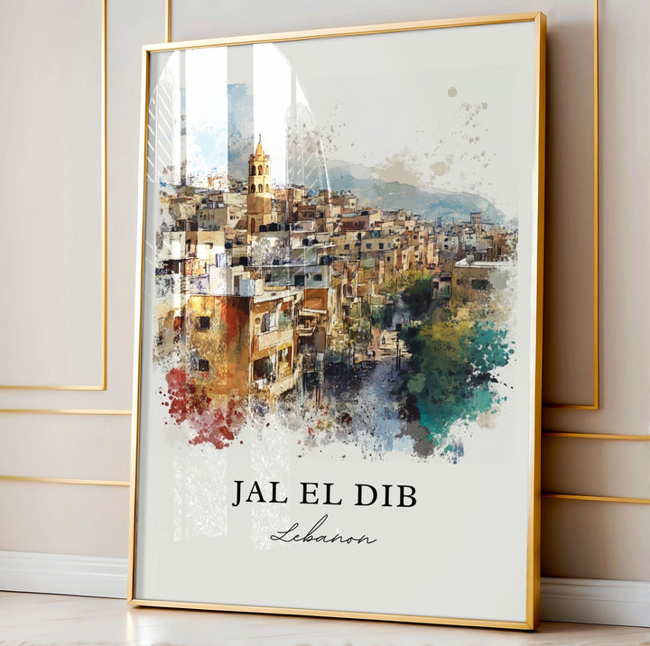 Jal El Dib Wall Art, Beirut Lebanon Print, Jal El Dib Watercolor Art, Lebanon Gift, Travel Print, Travel Poster, Housewarming Gift