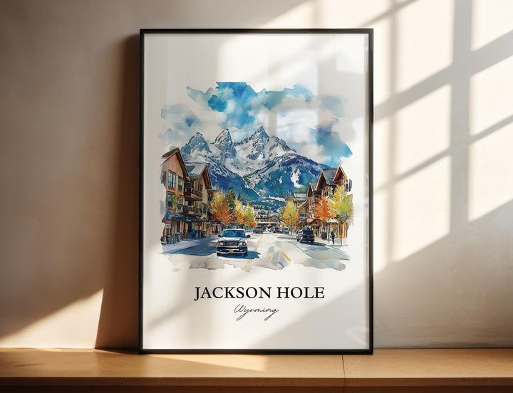 Jackson Hole Wall Art, Jackson Wyoming Print, Wyoming Watercolor Art, Jackson Hole Gift, Travel Print, Travel Poster, Housewarming Gift