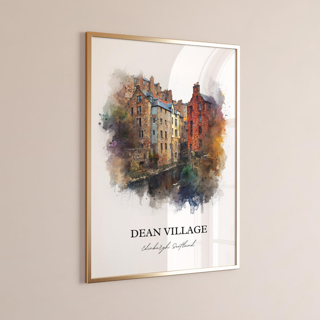 Dean Village, Edinburgh, Scotland – Watercolor Art Print