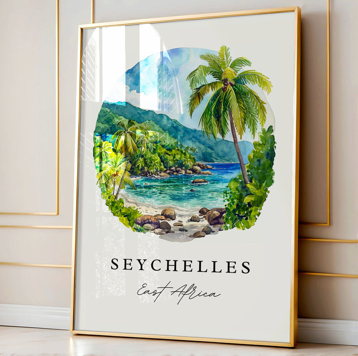 Seychelles wall art - East Africa, Seychelles print, Seychelles Wedding gift, Birthday present, Custom Text, Perfect Gift