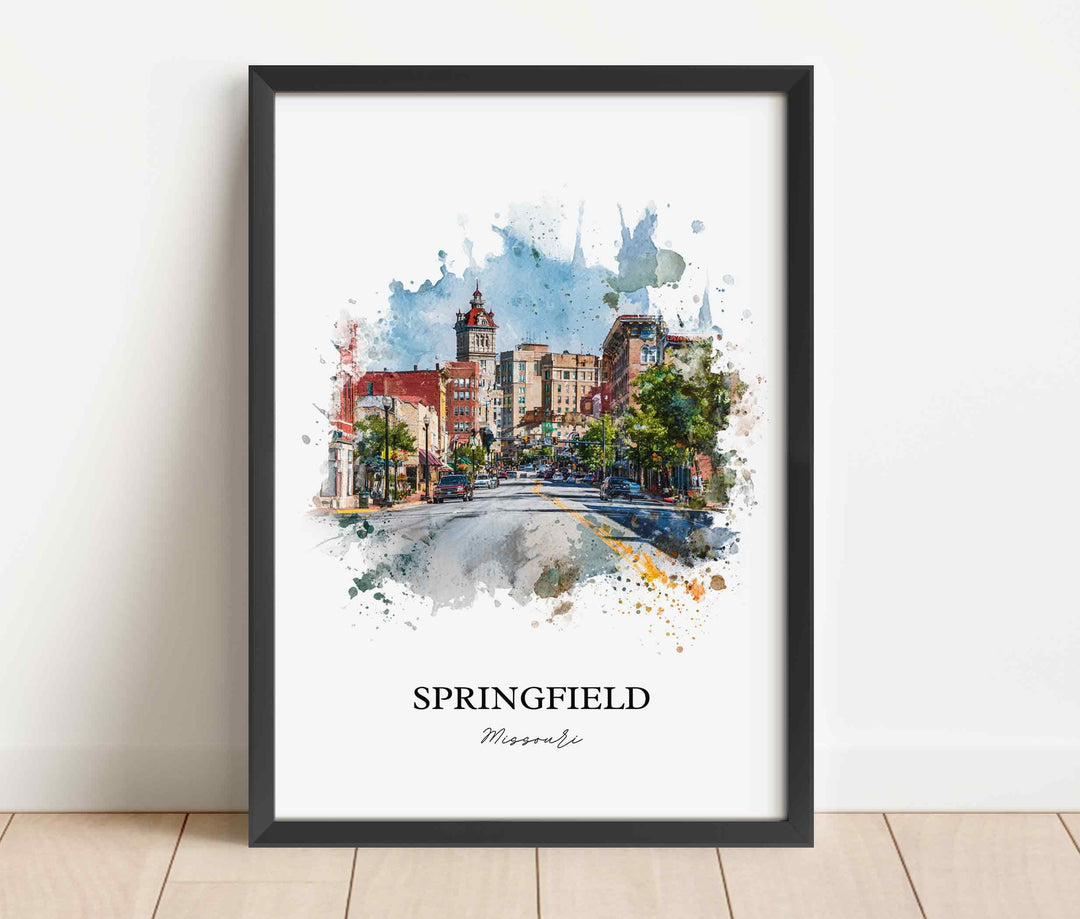Springfield, Missouri Wall Art, Springfield Print, Missouri Watercolor Art, Missouri Gift, Travel Print, Travel Poster, Housewarming Gift