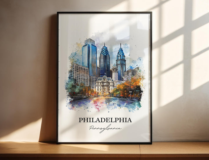 Philadelphia Wall Art, Philadelphia Print, Philly Watercolor Art, Philadelphia Gift, Travel Print, Travel Poster, Housewarming Gift