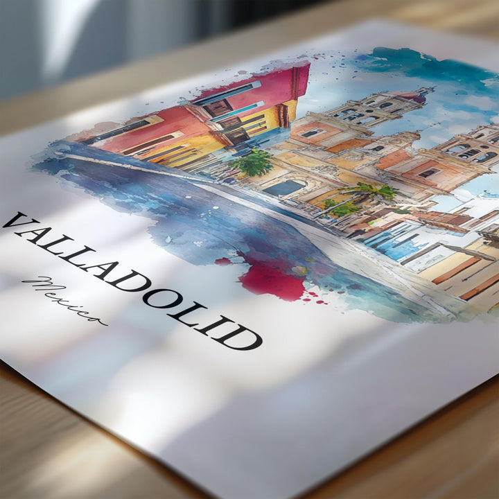 Valladolid Wall Art, Yucatán Peninsula Prints, Mexico Watercolor Art, Valladolid Mexico Gift, Travel Print, Travel Poster, Housewarming Gift
