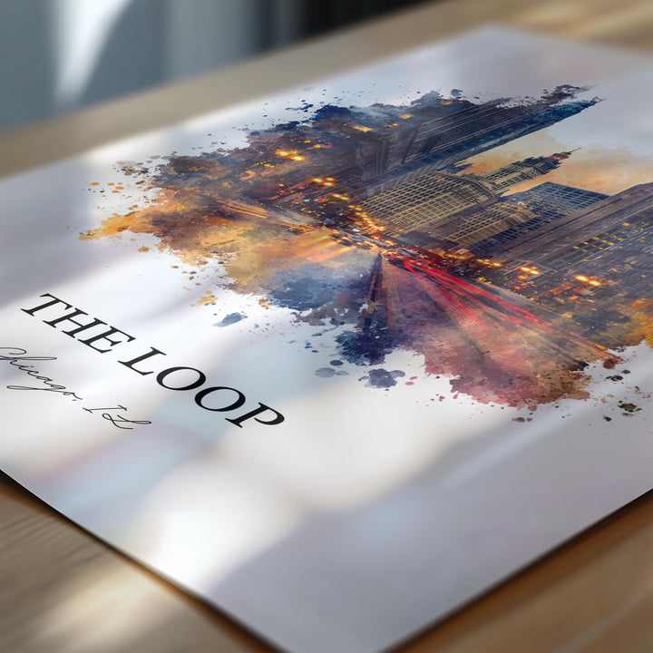 The Loop, Chicago Illinois – Watercolor Art Print