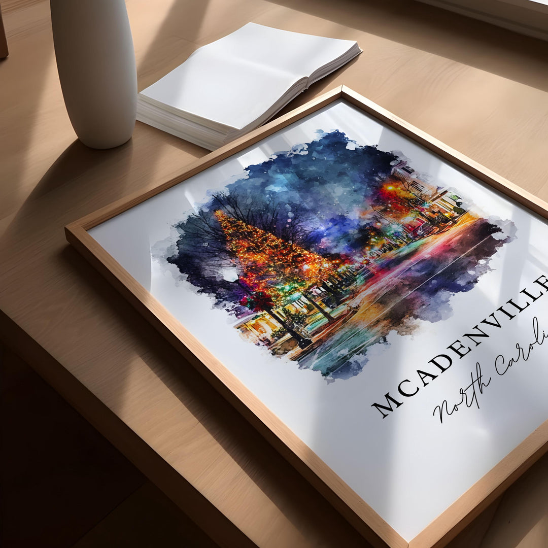 Mcadenville NC Wall Art, Mcadenville Print, Mcadenville Watercolor Art, Gaston County Gift,