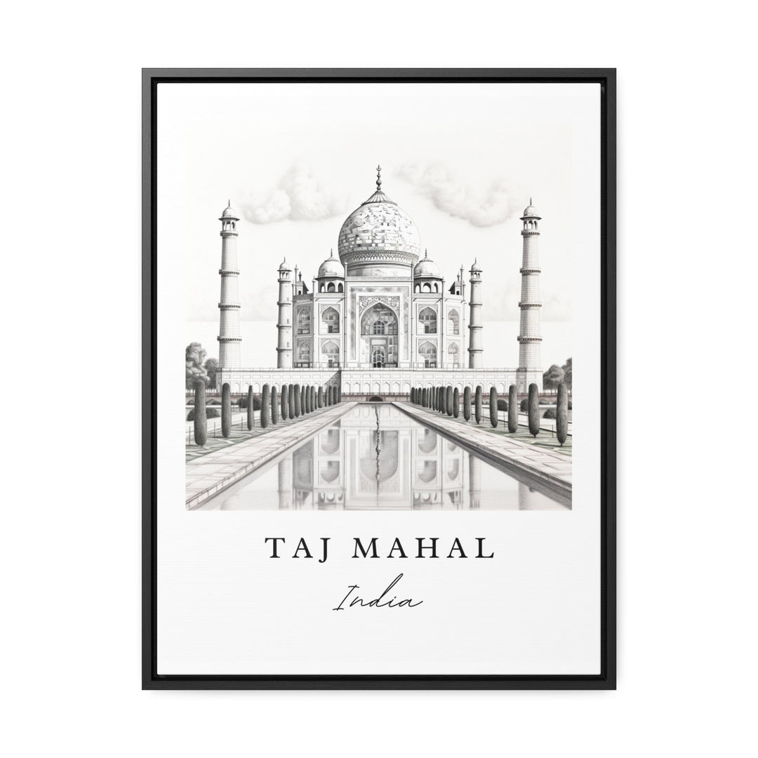 Taj Mahal Pencil Sketch art - India, The Taj Mahal poster print, Wedding gift, Birthday present, Custom Text, Perfect Gift